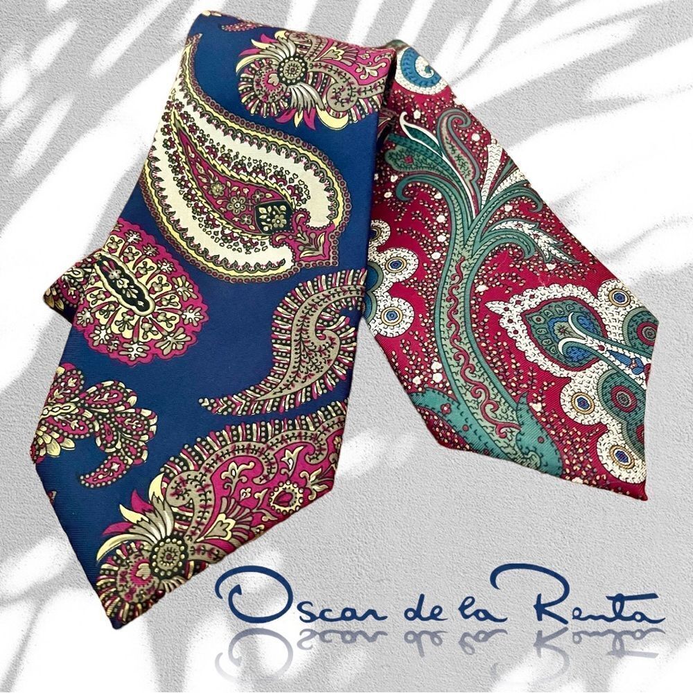 Vintage Oscar de la Renta Set of Stunning Silk Ties